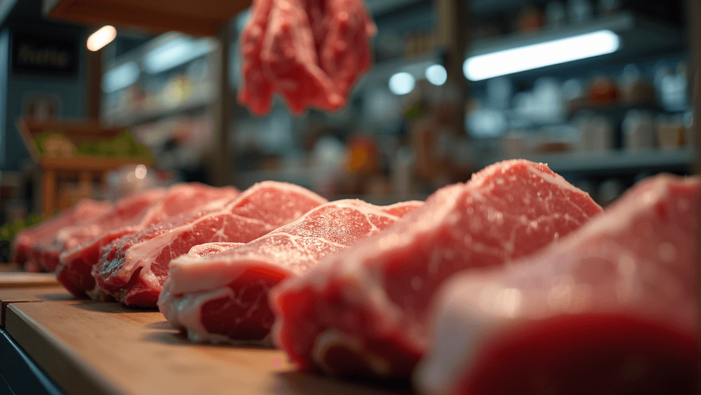 Fresh cuts of meat at a local butcher